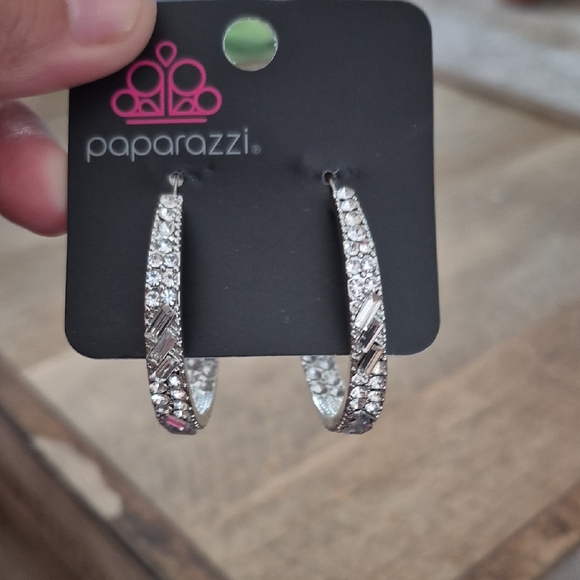 Paparazzi Silver Statement Earrings with Intricate Design - Picture 2 of 2